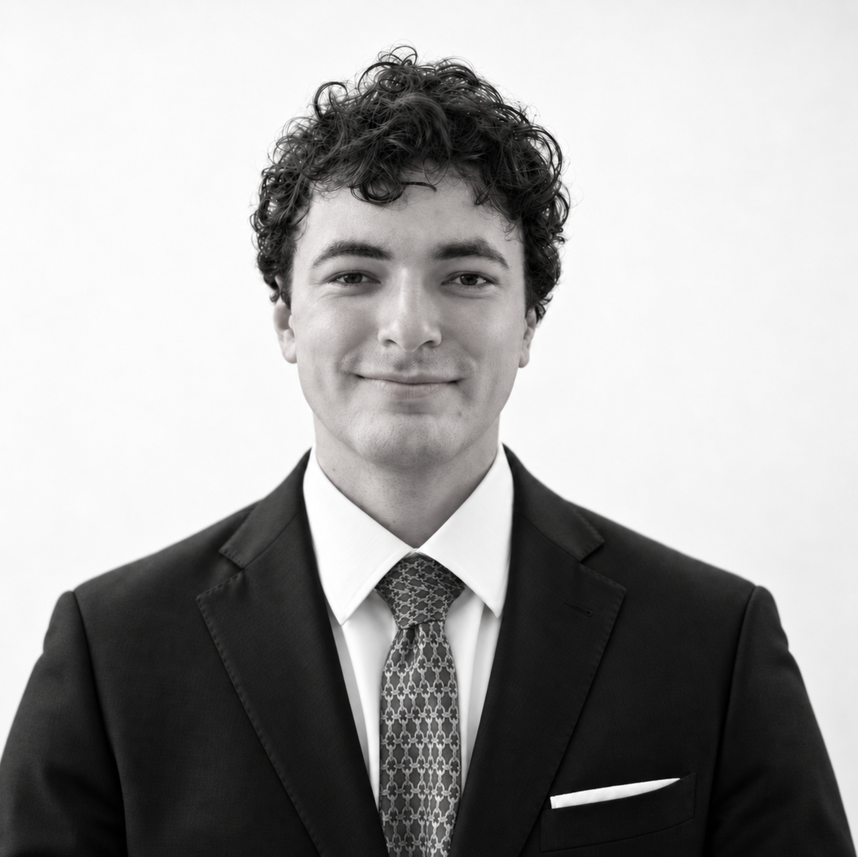 Black-and-white portrait of Quinn Dyer